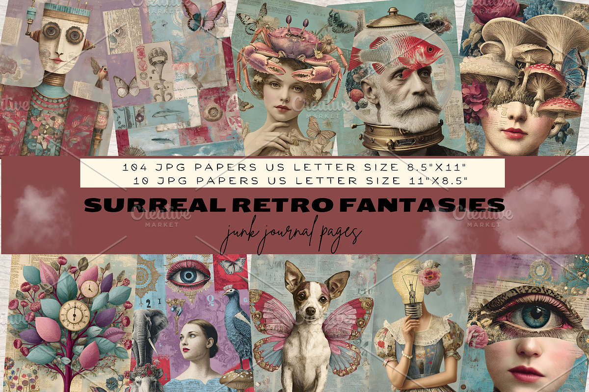SURREAL RETRO FANTASIES JUNK JOURNAL, a Decorative Illustration by Daring Digies (Photo 1 of 9)