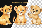 15 Bundle Watercolor Cute Lion Wild, an Animal Illustration by Morspective (Thumbnail 2 of 8)