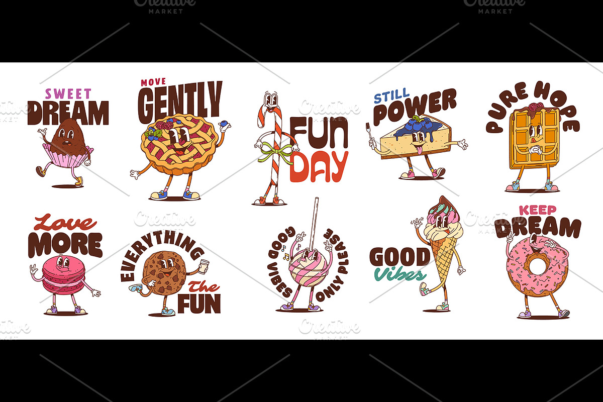 Funny desserts bakery y2k stickers, a Food Illustration by Buch&Bee (Photo 1 of 3)