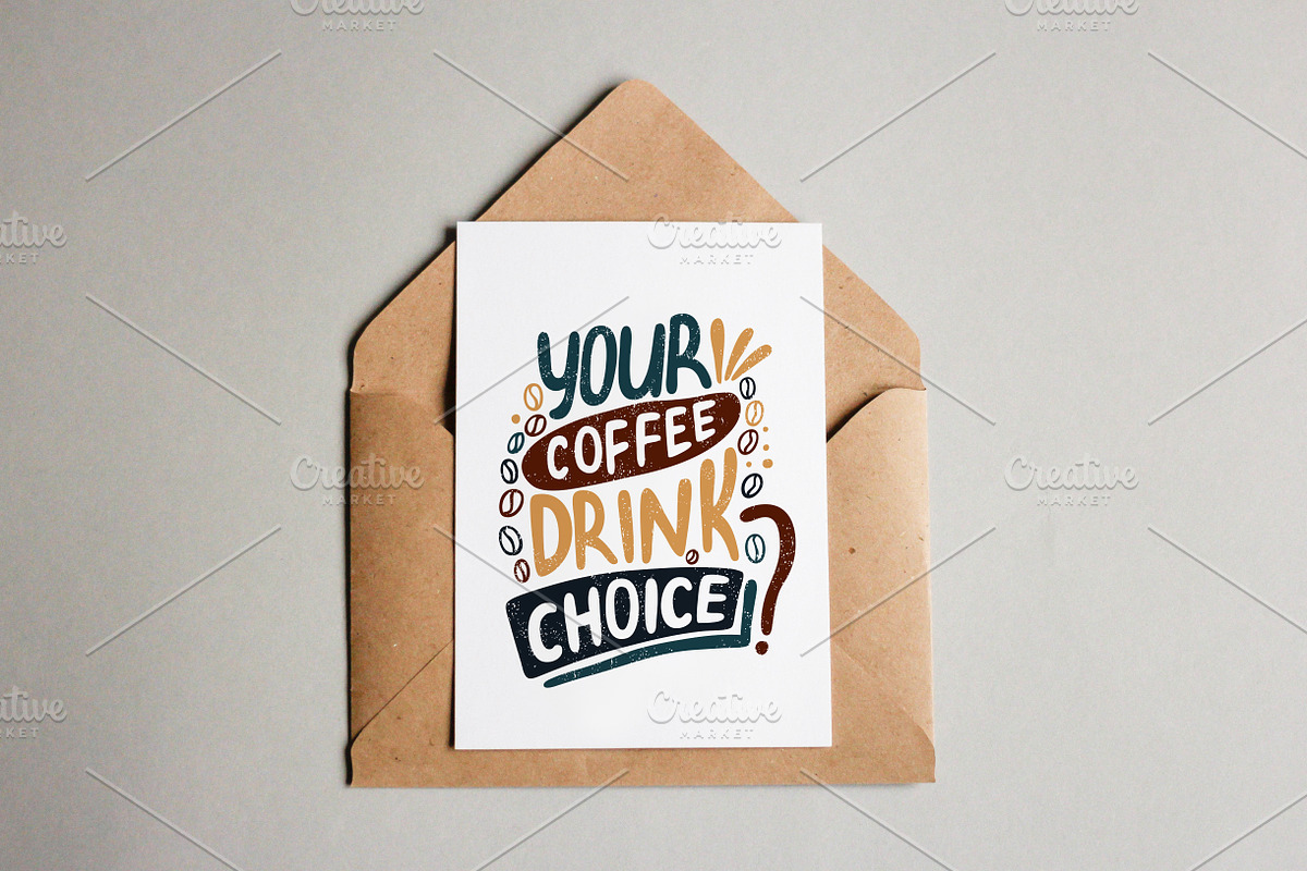 Handdrawn Coffee Quotes. Lettering., a Card Template by Wewhitelist (Photo 3 of 8)