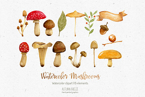 Watercolor Mushroom Clipart