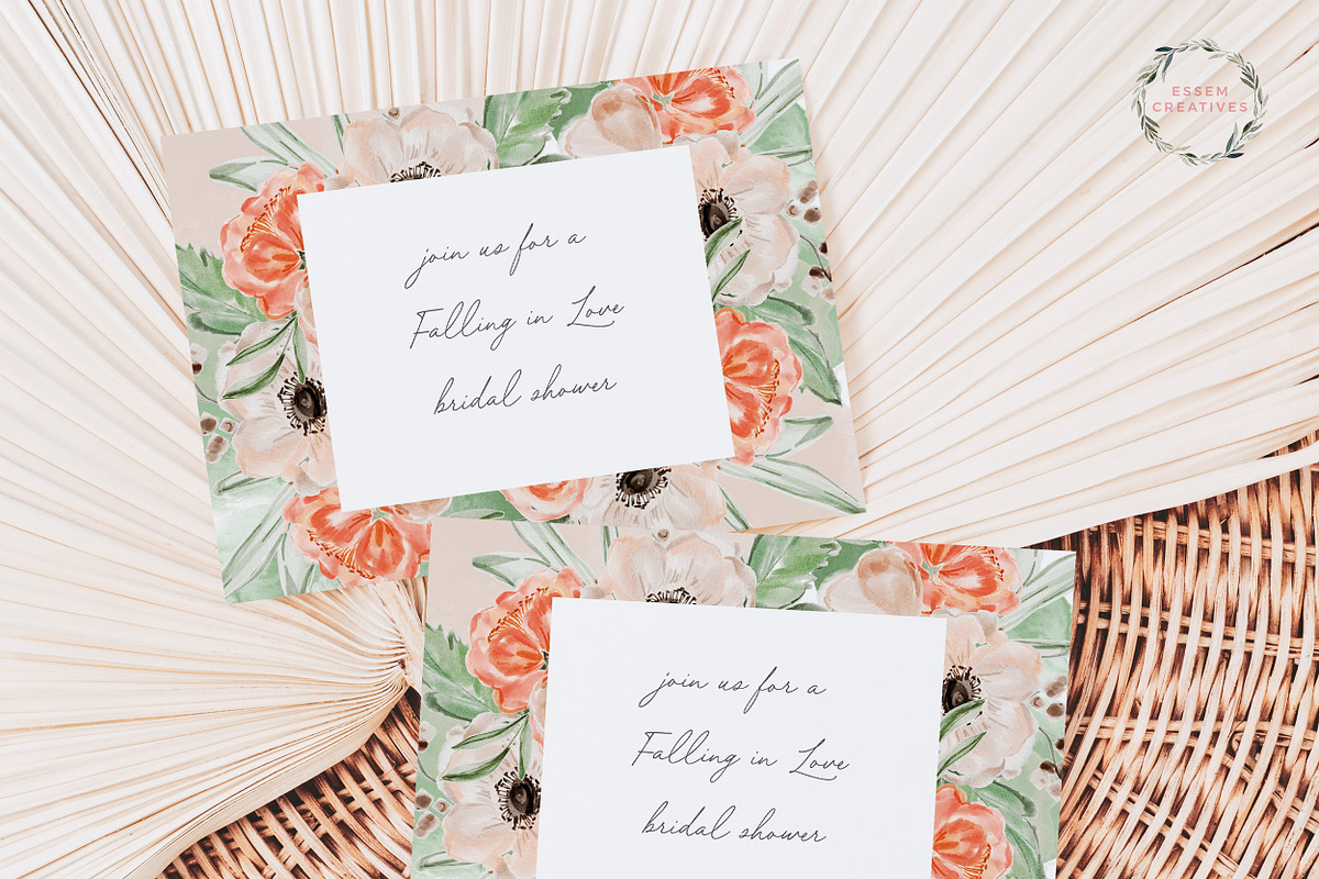 Boho Fall Floral Watercolor Clipart, a Background Graphic by Essem Creatives (Photo 3 of 9)