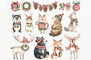 Christmas Wooodland Animals Clipart, an Animal Illustration by ClipArtCharm (Thumbnail 2 of 5)