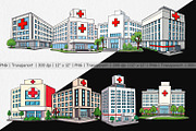 Hospital Building Clipart, a Graphic by Artnoy (Thumbnail 2 of 5)