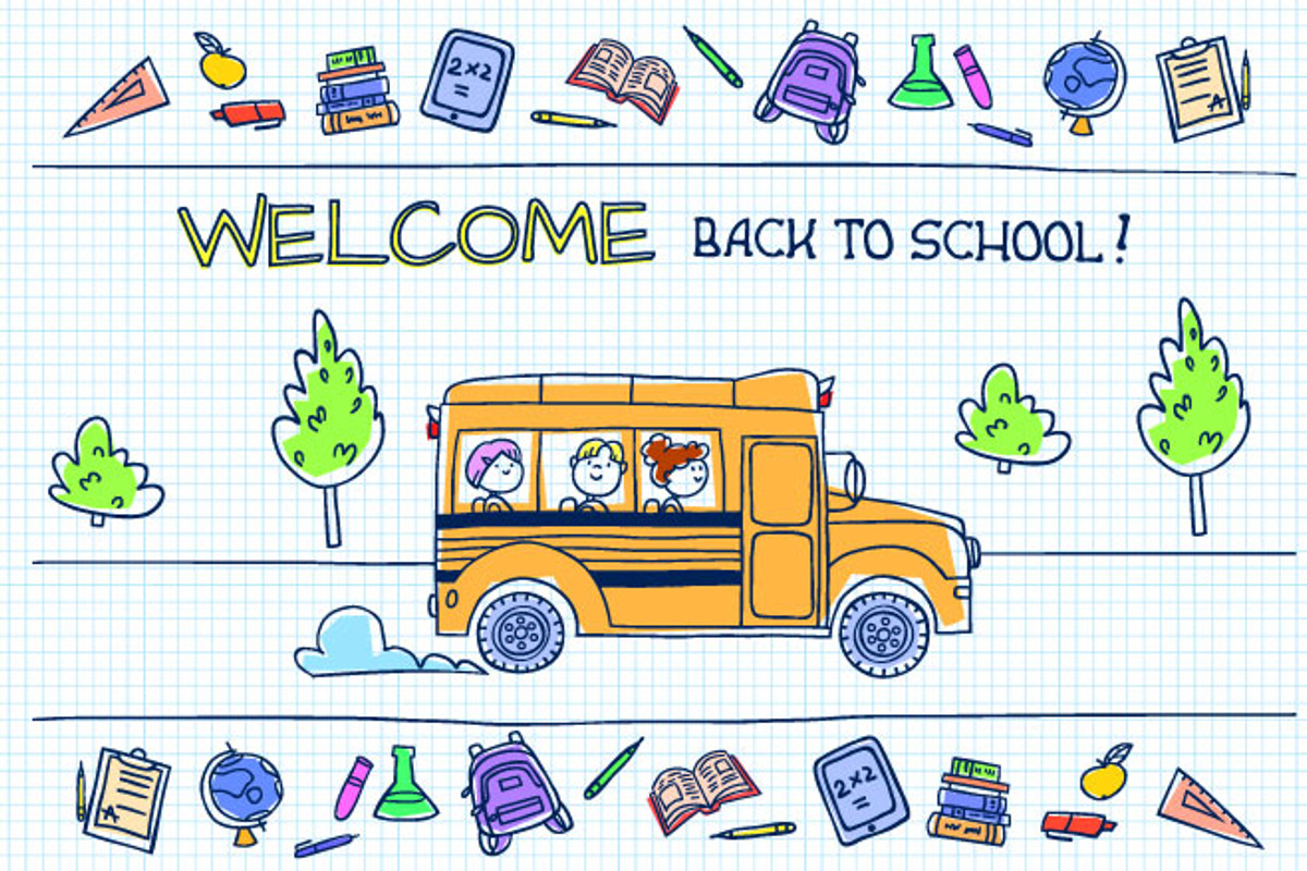 School Bus with Children, an Education Illustration by KatPush