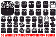 50 Wireless Earbuds Silhouette Icon, an Illustration by abu67222 (Thumbnail 1 of 51)