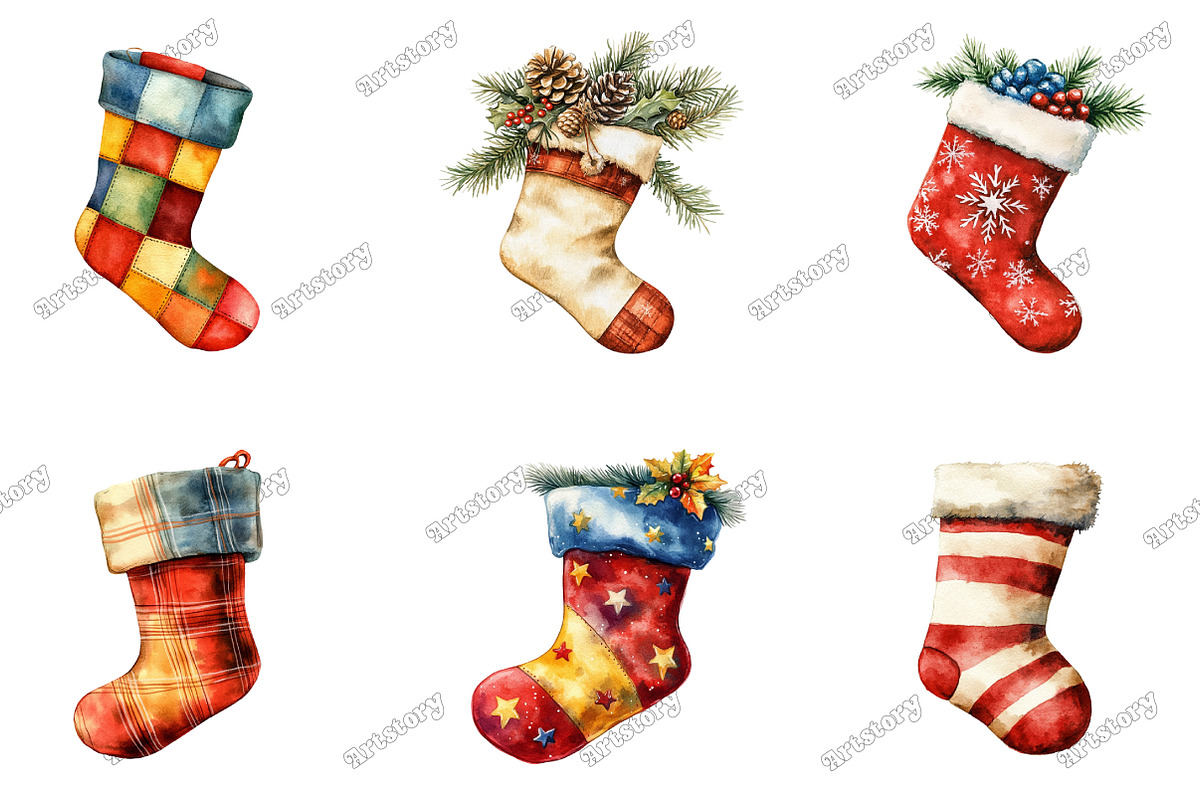 Rustic Christmas Stocking Socks Clip, an Illustration by designcity5 (Photo 3 of 5)