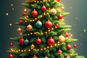 Festive Christmas Tree with Ornament, a Photo by LOGOCREATIVE