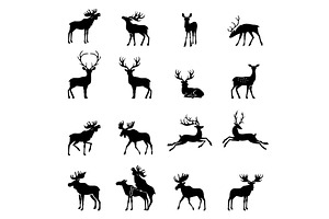 Deer Collection - Vector Silhouette.