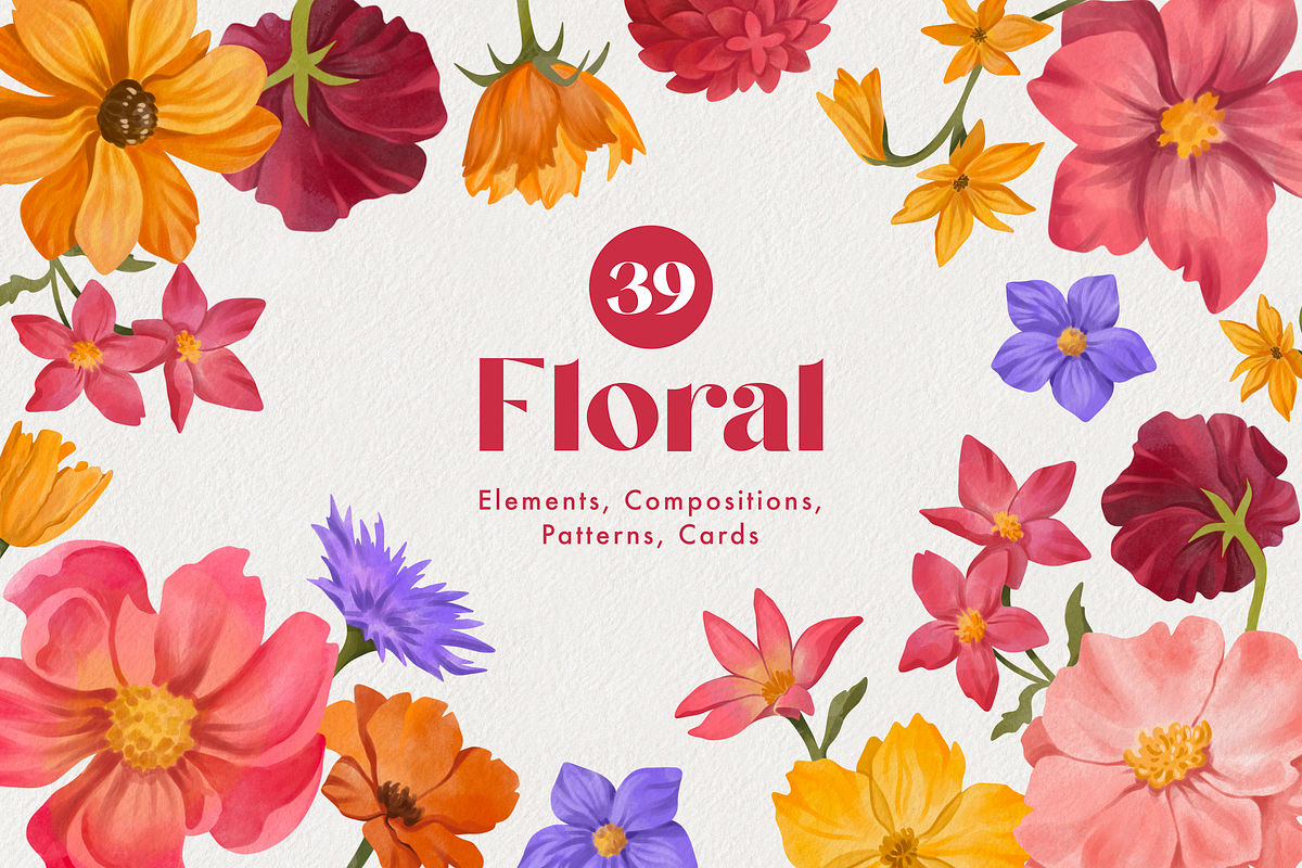 Watercolor Floral Collection, a Decorative Illustration by Moon House Shop (Photo 1 of 6)