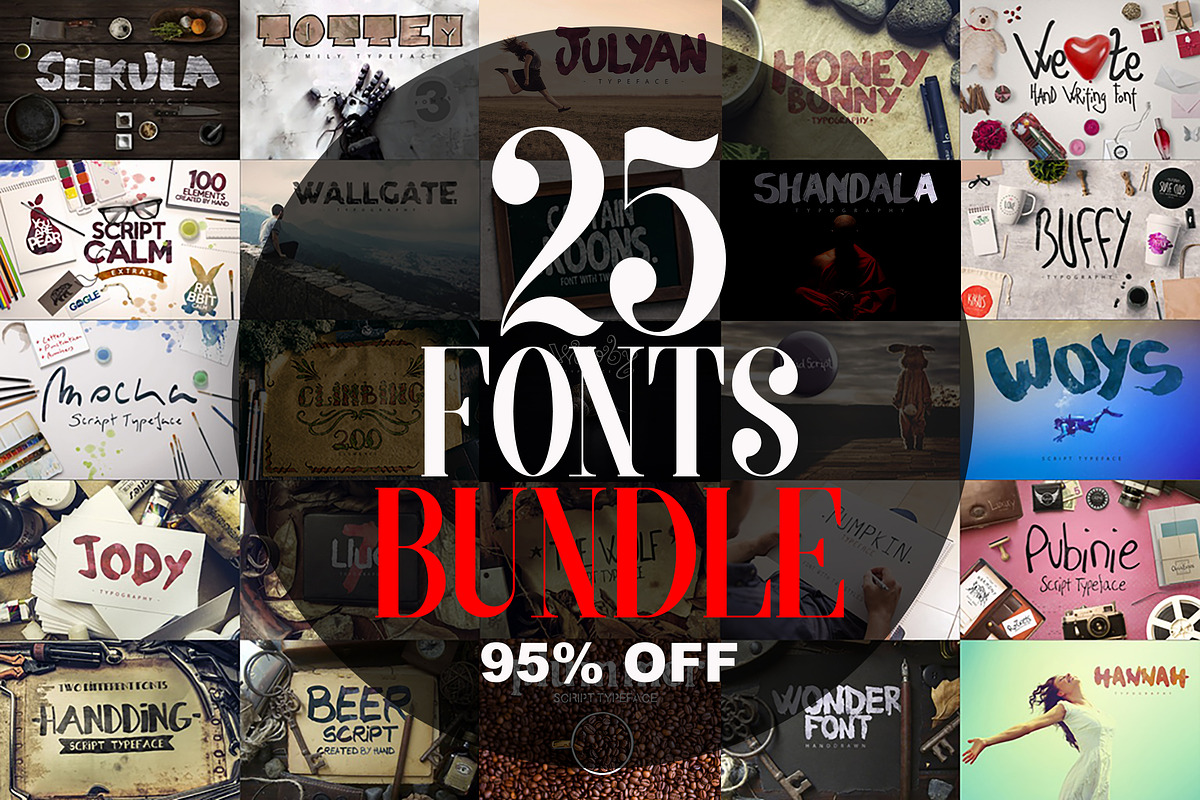 Bundle Font Vol1 + Extras [-99% Off], a Script Font by SmartDesigns (Photo 1 of 6)