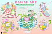 Procreate Kawaii Plants Brush Pack, a Brush Add-On by Artbykimmyw (Thumbnail 1 of 2)