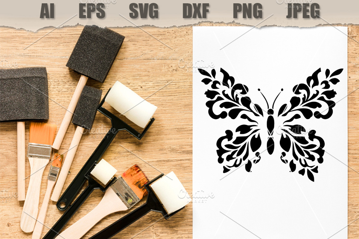 Stencil Ornamental Butterfly, a Decorative Illustration by MARYCRAFTIRIA (Photo 2 of 3)