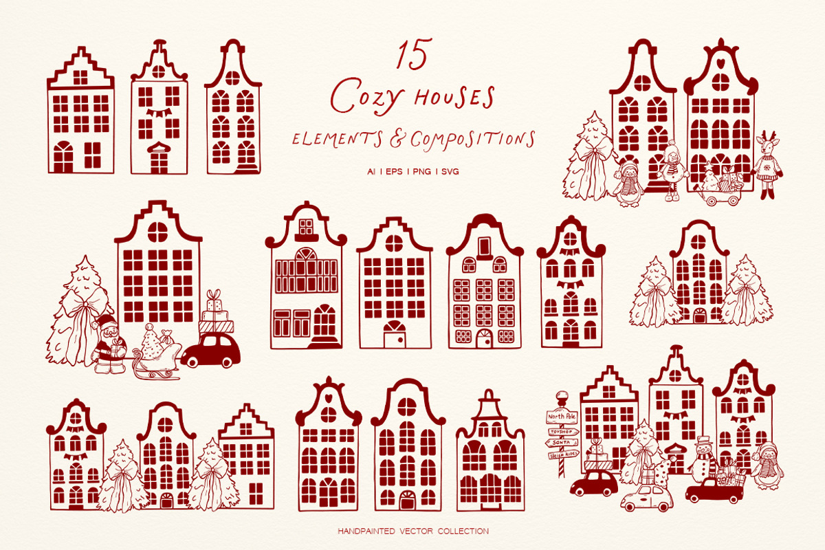 Whimsical Set Cozy Christmas p.2, a Seasonal Illustration by ViktoriyaD (Photo 7 of 25)