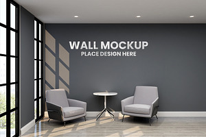 3d Logo Mockup In Office Lobby Room