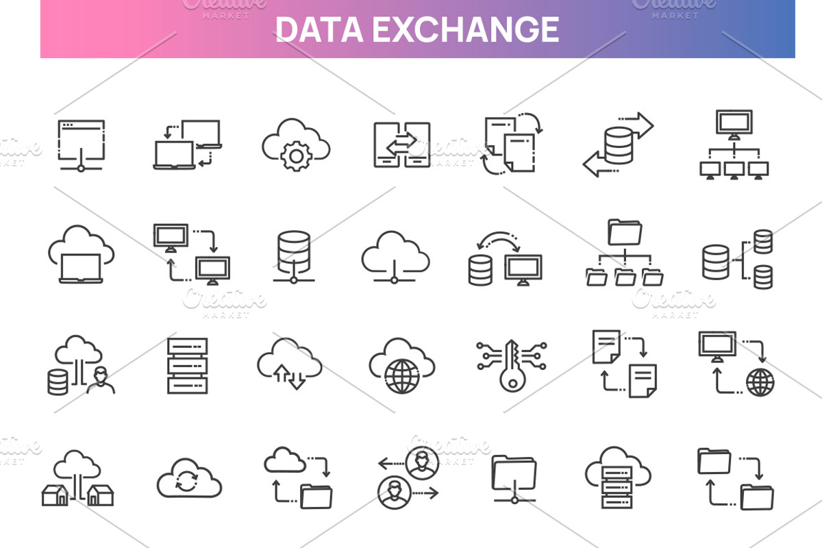 Data Exchange icons, an Outline Icon by Tettygreen (Photo 1 of 2)