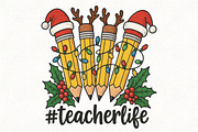 Christmas Pencils Teacher Christmas, an Illustration by CraftArtStudio (Thumbnail 1 of 4)