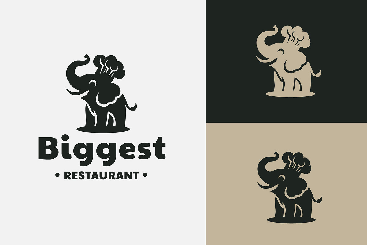 elephant with chef hat logo, a Branding & Logo Template by funpixel