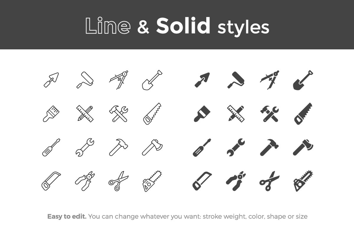 Tools Icons, a Solid Icon by filborg (Photo 2 of 2)