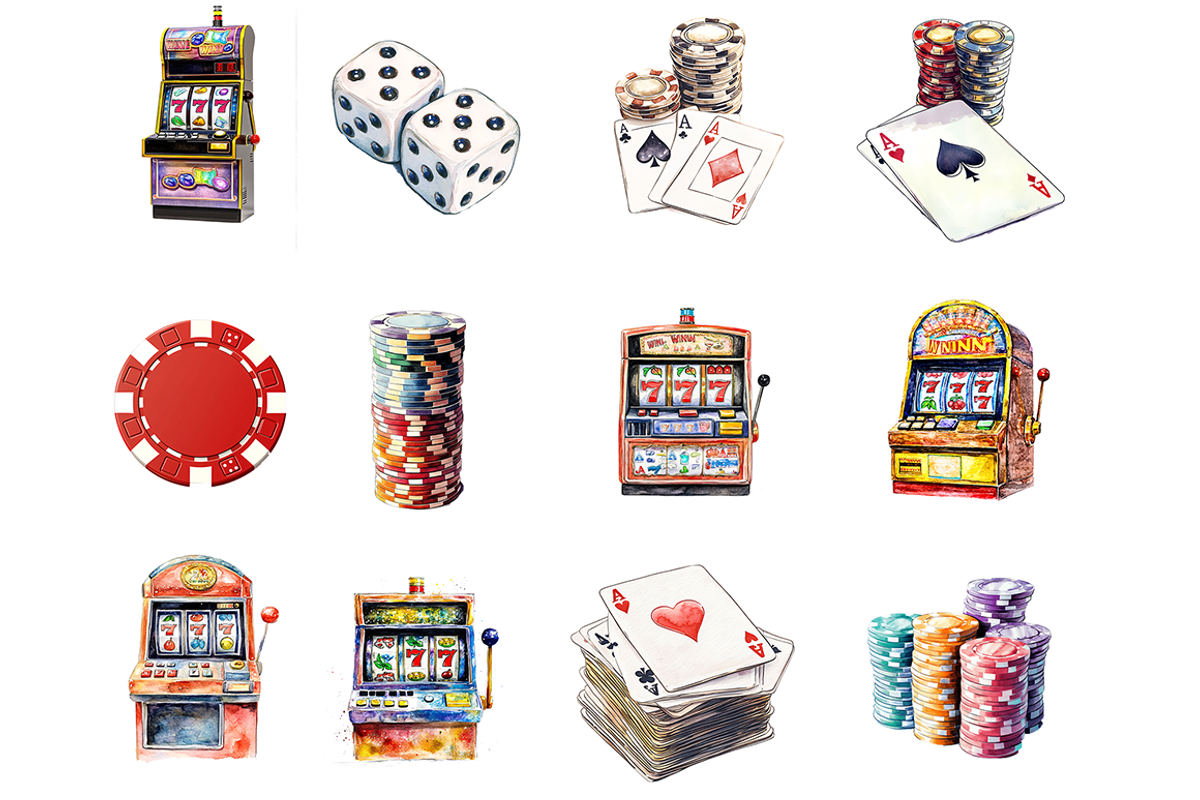 Watercolor Casino Clipart, a Decorative Illustration by stickermadness (Photo 2 of 4)