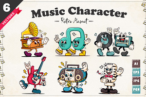 Music Character Retro Mascot