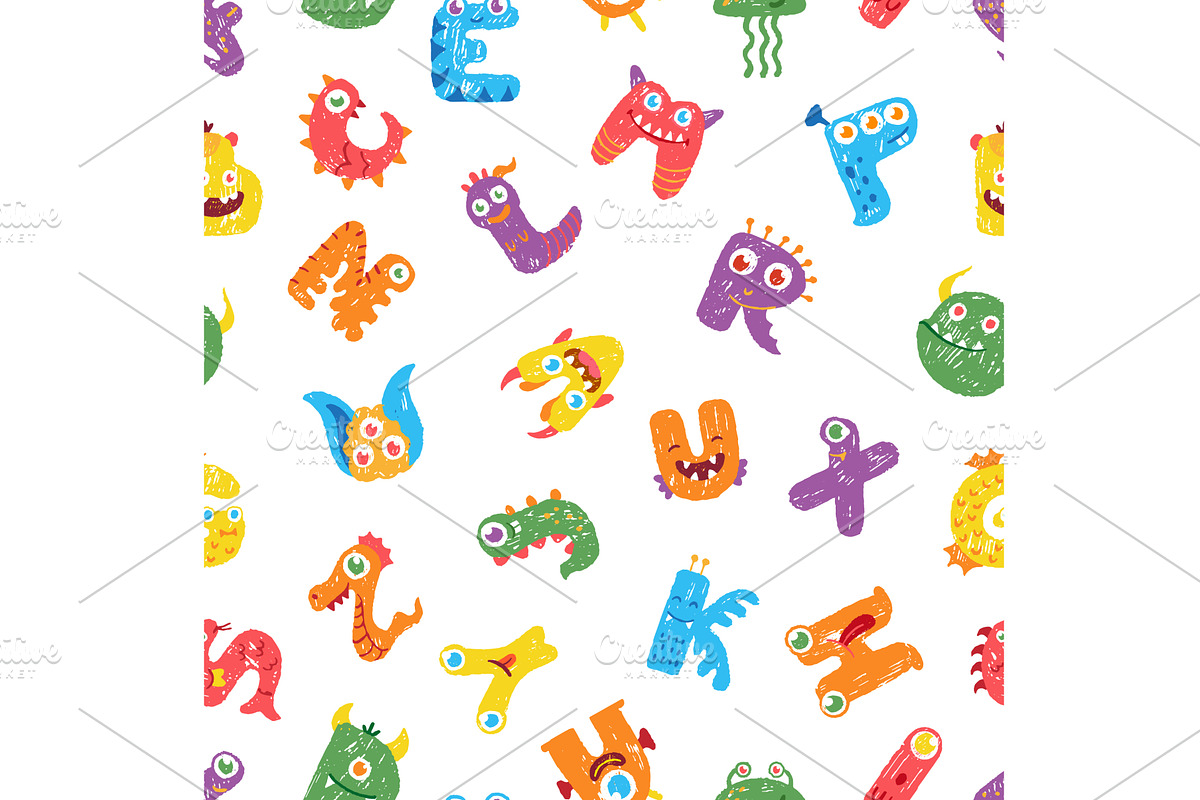 Cute monsters seamless pattern, a Texture Illustration by Valerie Bodnar