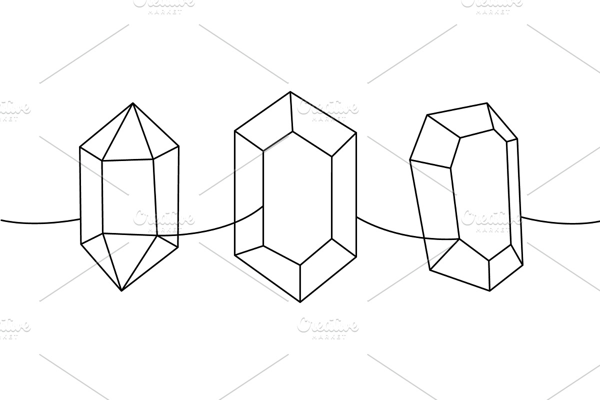 Precious stone gems one line, an Object Illustration by GraphiShop