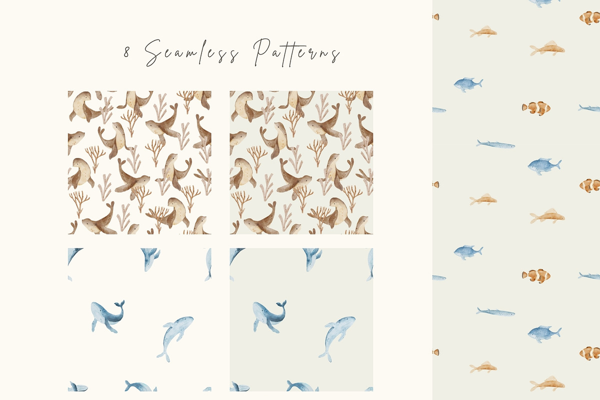 Watercolor Under Sea Collection, an Animal Illustration by Jenteva Art (Photo 9 of 14)