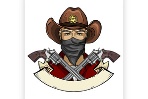 Hand Drawn Sketch Cowboy Icon 8