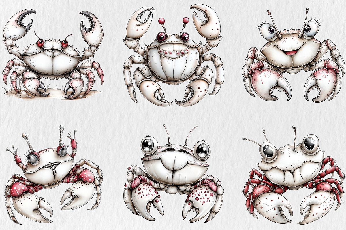 Whimsical Summer Crab Clipart, an Illustration by Rose Art (Photo 4 of 6)