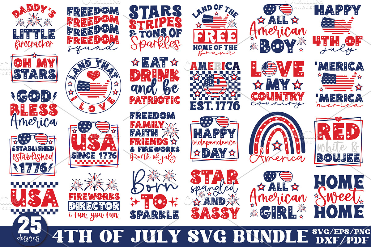 4th of July SVG Bundle, America SVG, a Graphic by Designer302 (Photo 1 of 26)