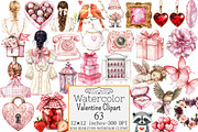 Watercolor Valentine Clipart, a Seasonal Illustration by Design Market (Thumbnail 1 of 4)