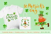 St. Patricks Day Clipart & Pattern, a Seasonal Illustration by Natali_Zhy (Thumbnail 1 of 3)