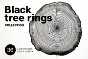 Black tree rings collection, a Decorative Illustration by Handmadefont (Thumbnail 1 of 10)