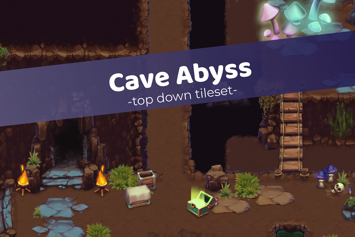 Cave Abyss Top-Down Tileset, a Graphic by LudicArts (Photo 1 of 5)