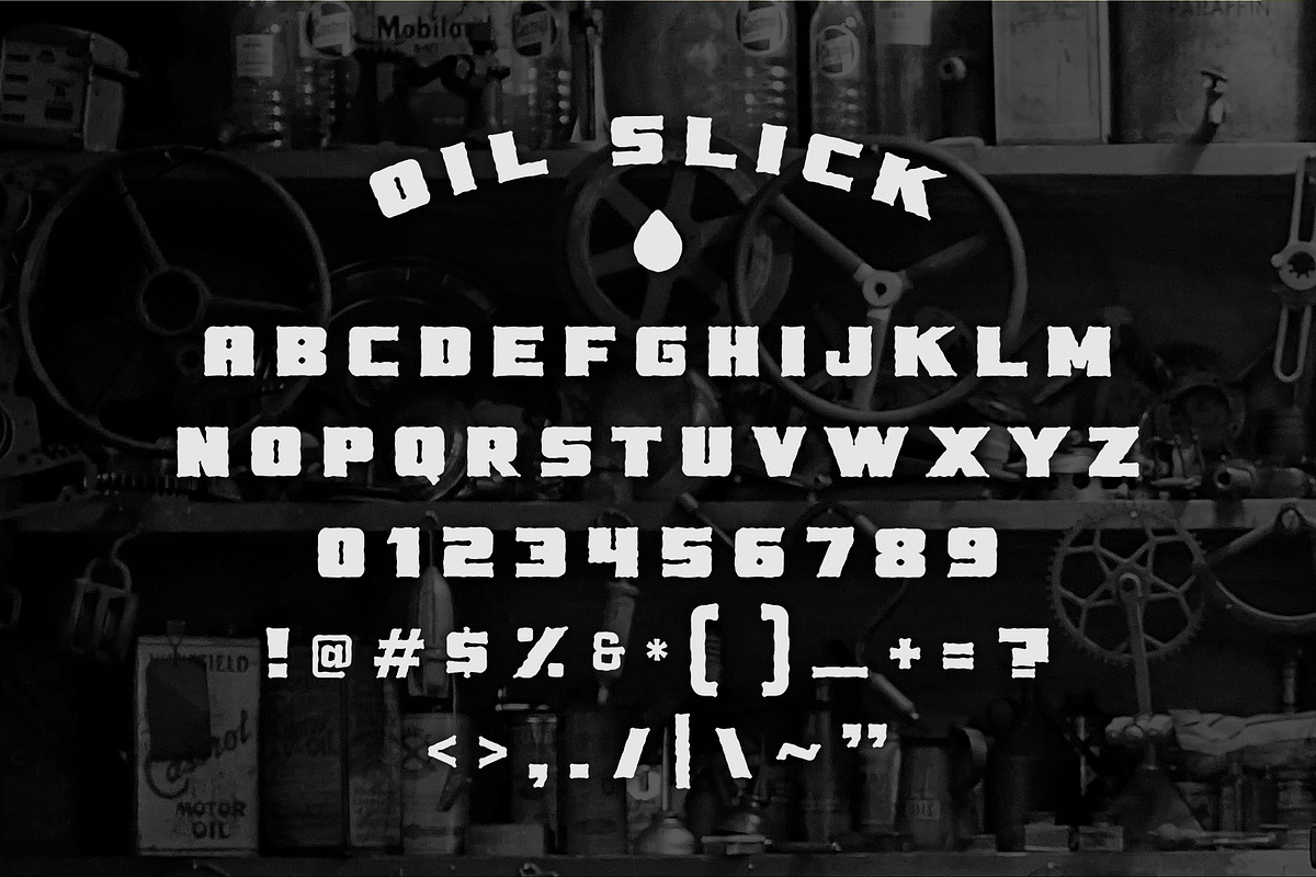 Oil Slick Font + Bonus Elements, a Font by Von Type Co (Photo 2 of 8)