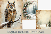 Forest Winter Junk Journal Pages., a Seasonal Illustration by GalaDesign03 (Thumbnail 4 of 6)