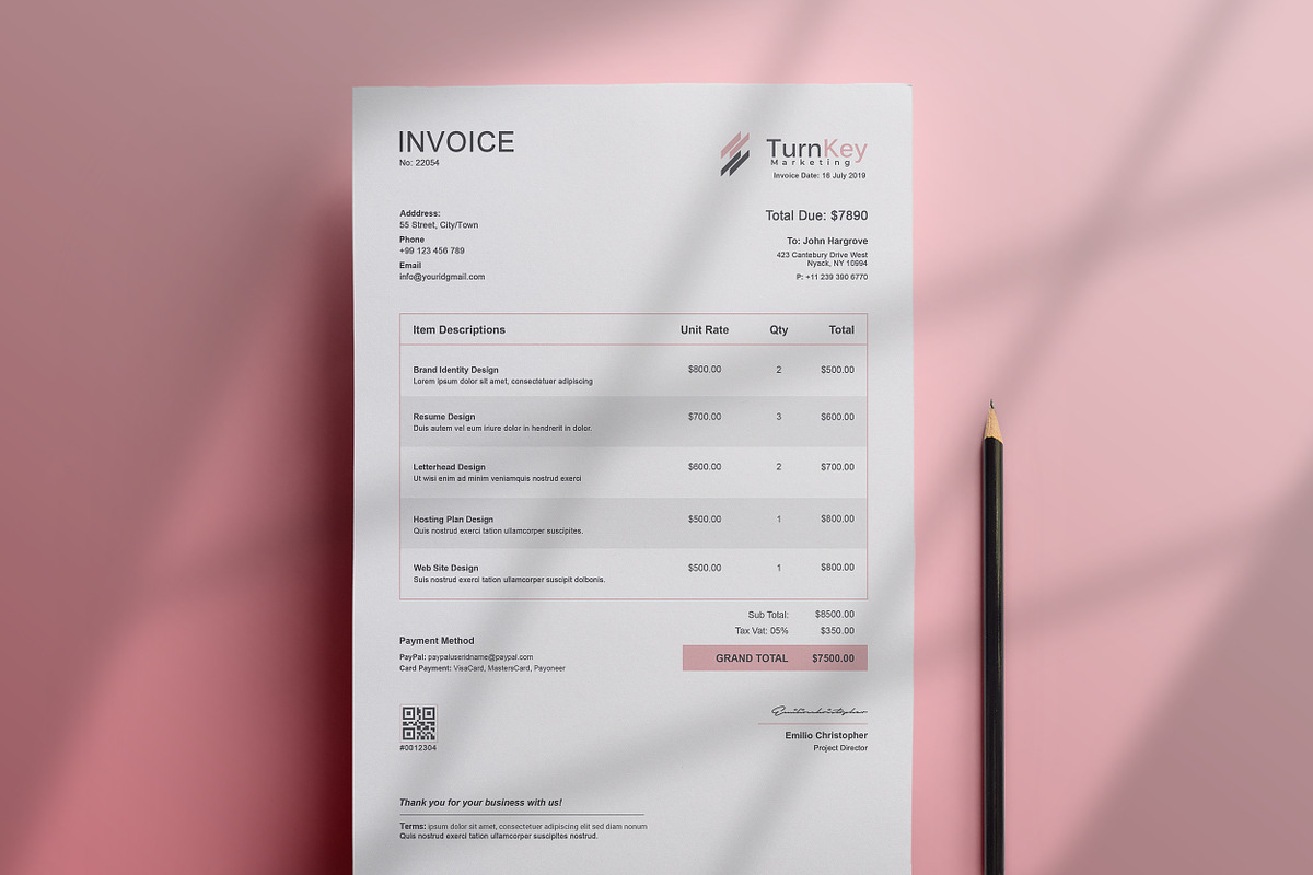 Clean Invoice, a Stationery Template by TelaTemplates (Photo 1 of 6)