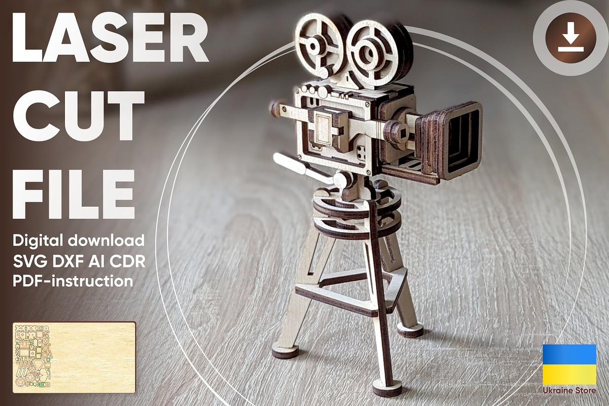 Retro Video Camera - Laser Cut File, an Object Graphic by VectorPainter (Photo 1 of 16)