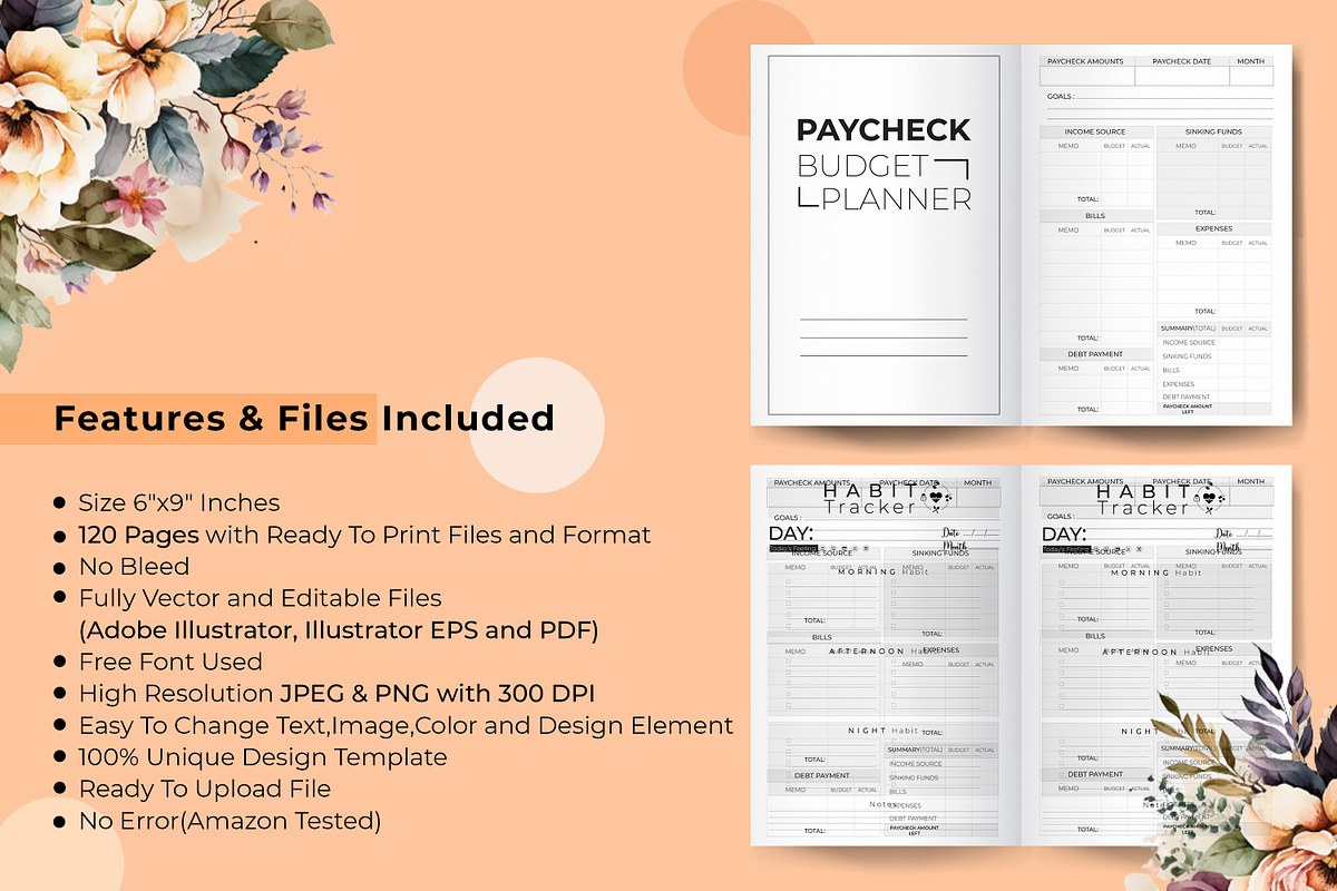 Paycheck Budget Planner Kdp Interior, a Stationery Template by Hurairagraphics (Photo 3 of 4)