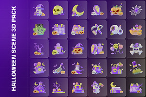 Halloween Scene Icon 3D Illustration