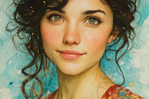 Artistic Portrait of Beautiful Woman with Curly Hair on Textured, a Person Photo by José Manuel Gelpi