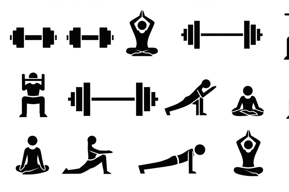 Fitness Workout Silhouette Icon Set, an Illustration by musafir_fashion (Photo 51 of 51)