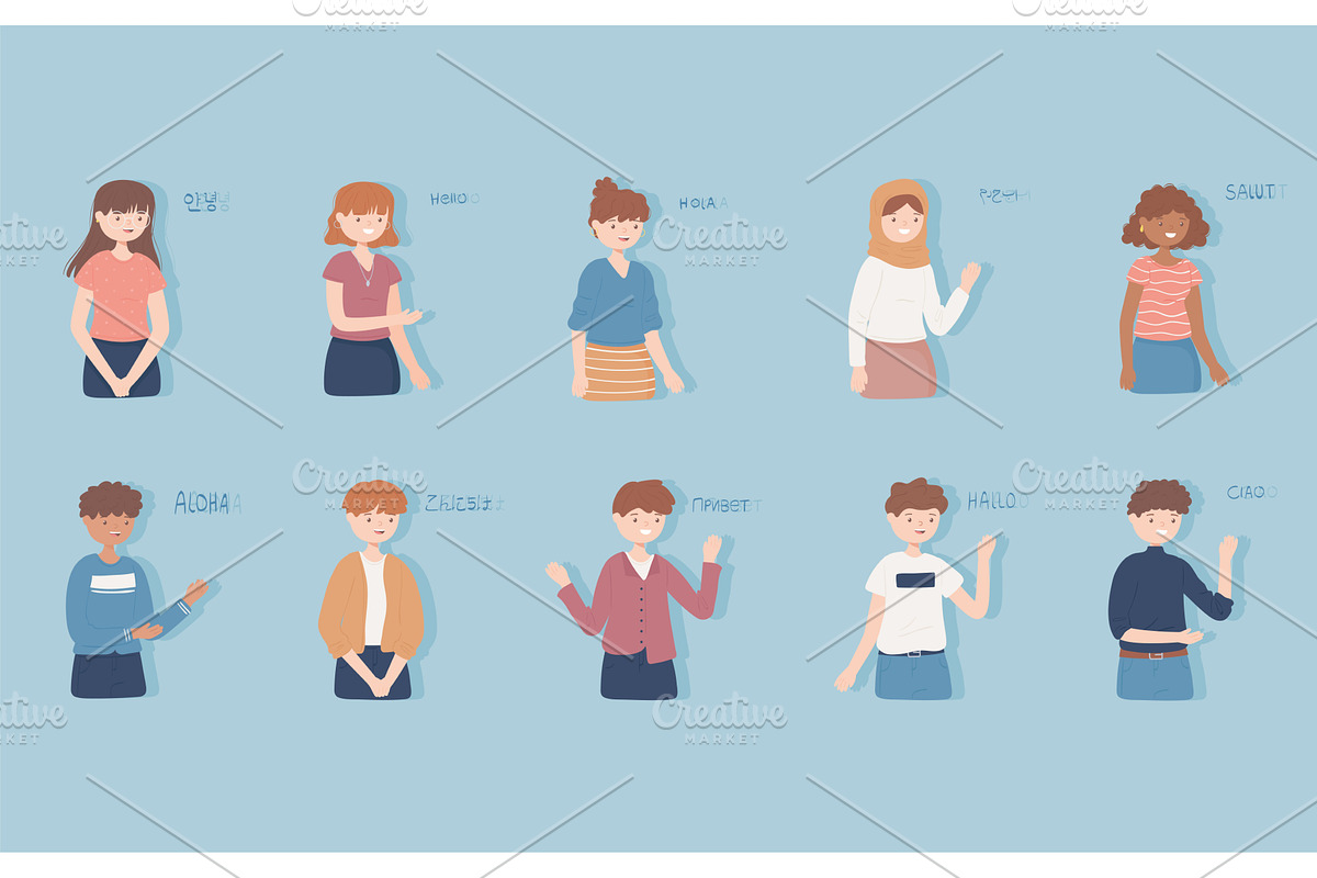 people say hello, a Person Illustration by studiogstock