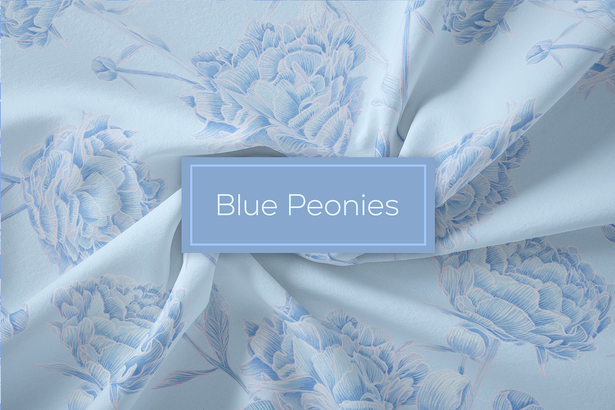 Blue Peonies seamless patterns, a Pattern Graphic by ANAKOTO (Photo 9 of 16)