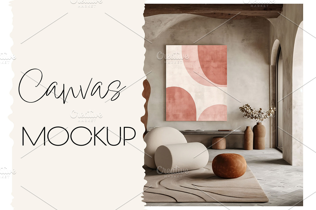 MEDITERAN Canvas Mockup Scene, a Household Mockup by MOAROShop (Photo 1 of 6)