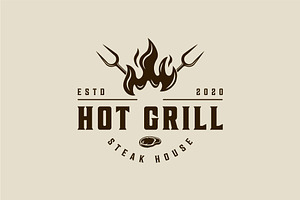 barbecue logo vintage vector design, a Branding & Logo Template by zyxroun shop