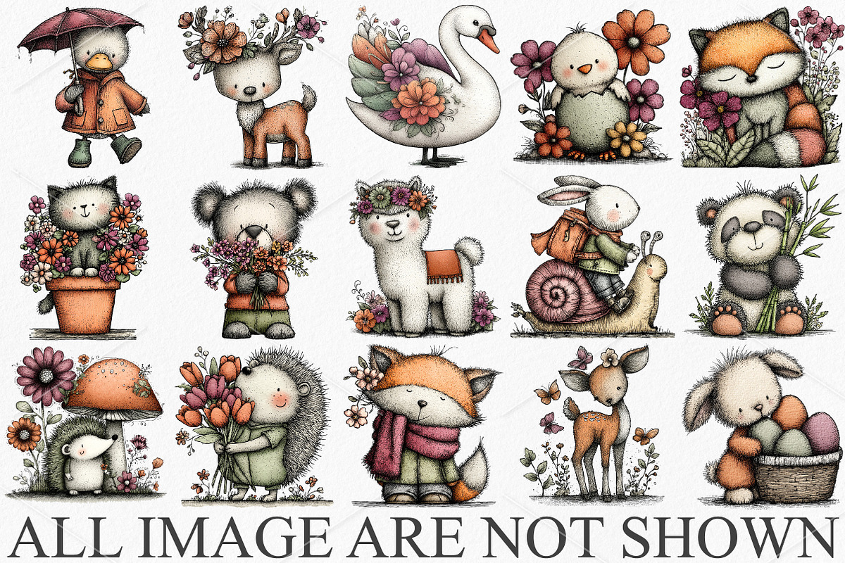 Whimsical Spring Animal Clipart PNG, an Illustration by Canvas Craft (Photo 3 of 7)