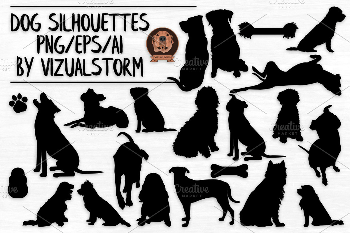 Vector Dog Silhouettes - AI/EPS/PNG, an Animal Illustration by VizualStorm (Photo 1 of 3)