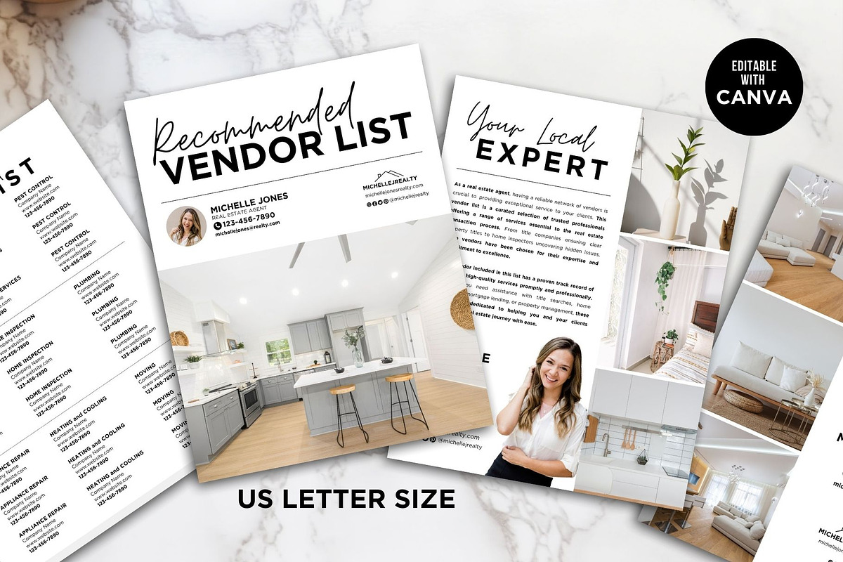 Real Estate Vendor List Flyer Canva, a Flyer Template by CreativeVinesStore (Photo 4 of 6)